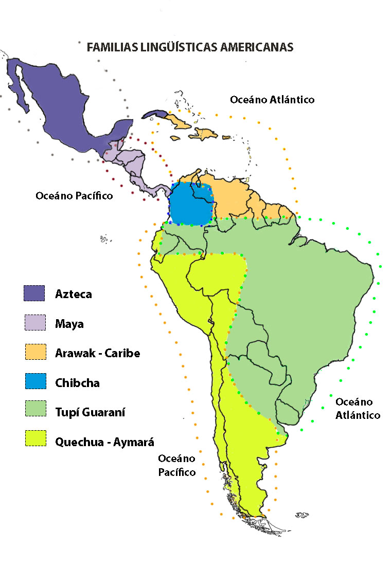 mapa familias lingúísticas americanas